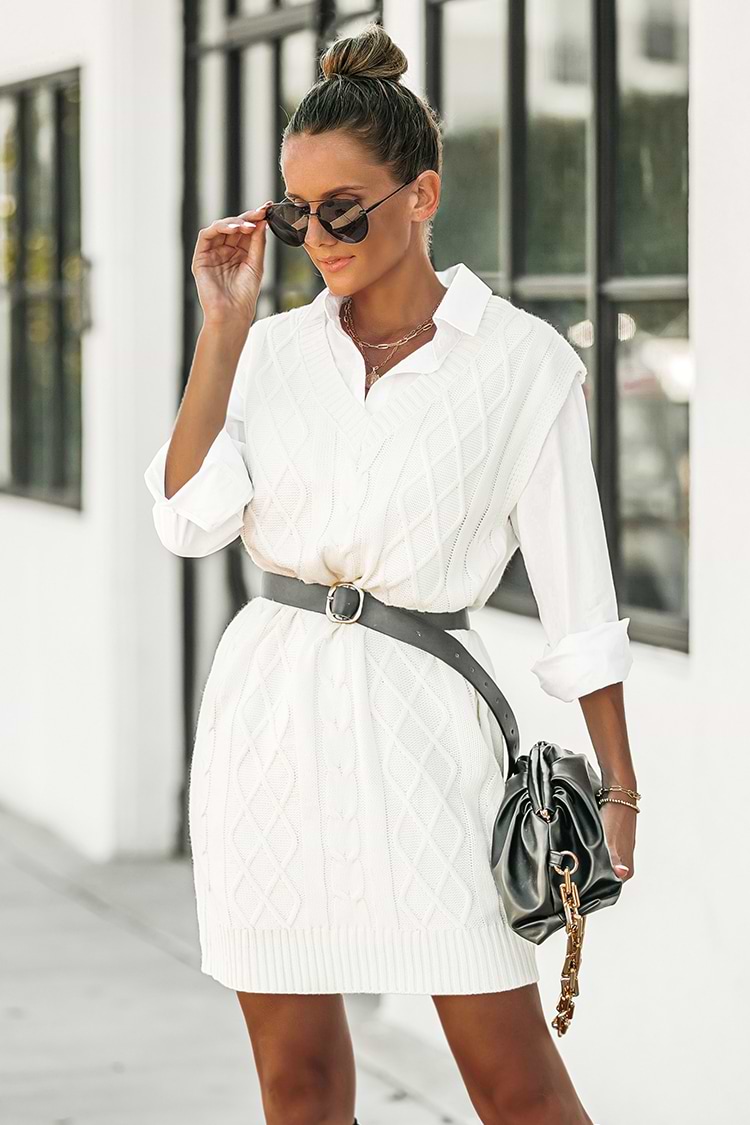 Something Different Cable Knit Jumper Vest Dress