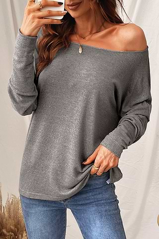 T-shirt chiné à épaules dénudées-Cupshe France