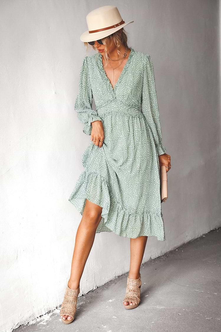 Chiffon-Midikleid mit Ditsy Blumenmuster