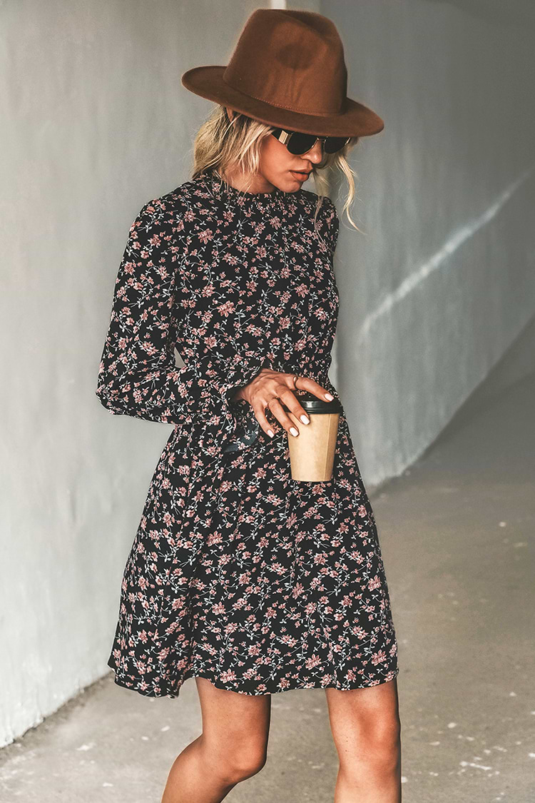 Dancing Queen Ditsy Floral Print A-Line Mini Dress