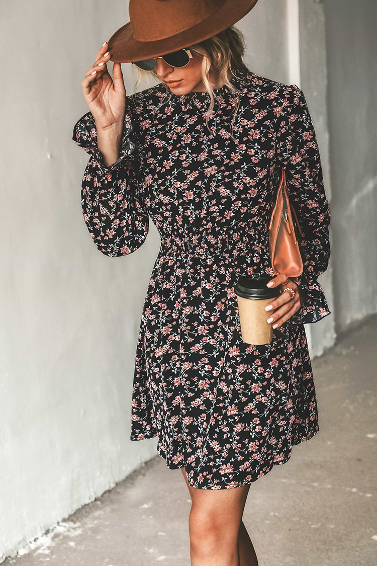 Dancing Queen Ditsy Floral Print A-Line Mini Dress