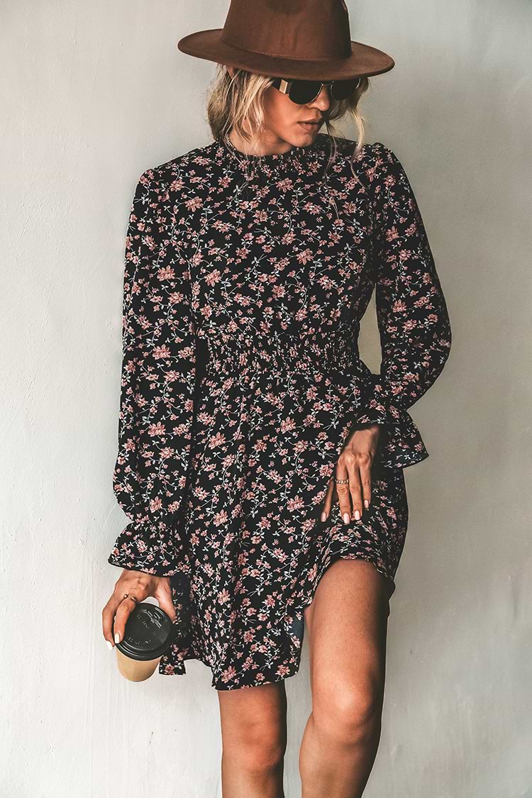Dancing Queen Ditsy Floral Print A-Line Mini Dress