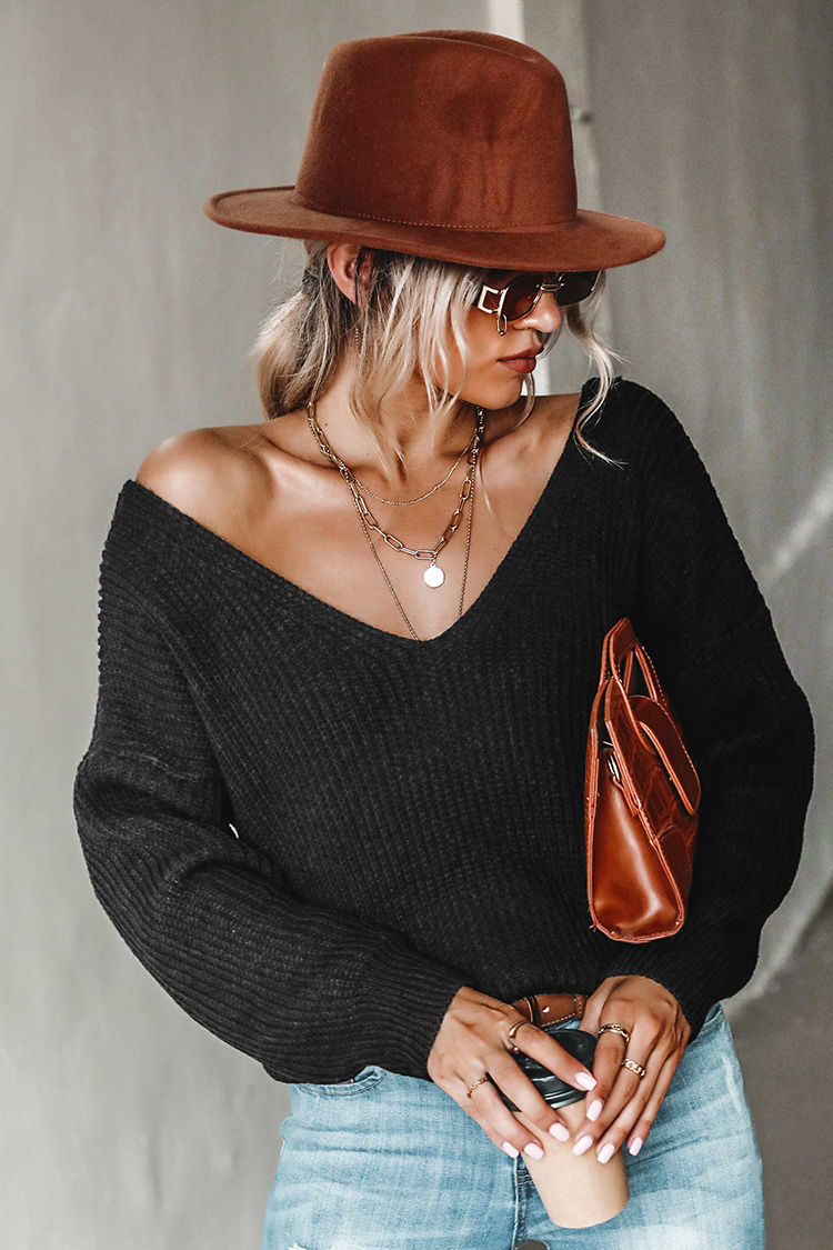 Rainy Day Oversized V-Neck Sweater