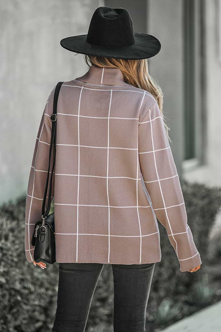 Suéter de cuello alto con estampado de rejilla