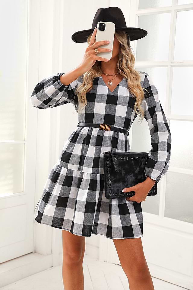 Party Bus Gingham A-Line Dress