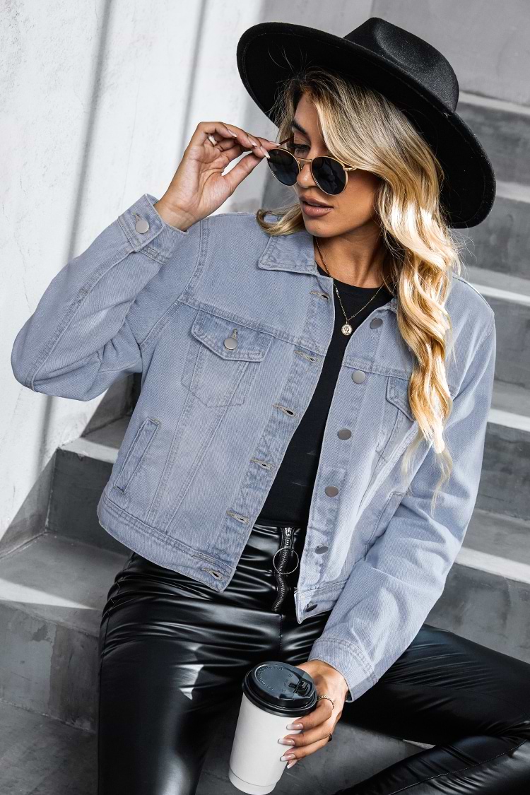 Cool Girl Denim Button-Front Jacket