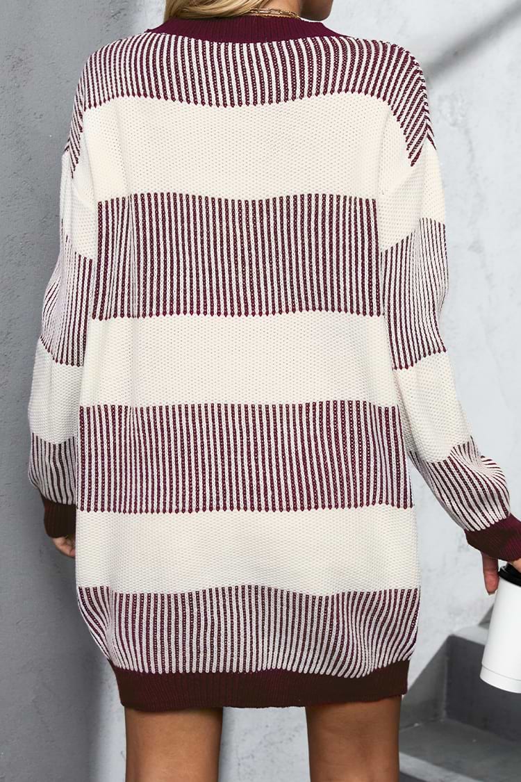 Flying To The Moon Striped Drop-Sleeve Sweater Dress
