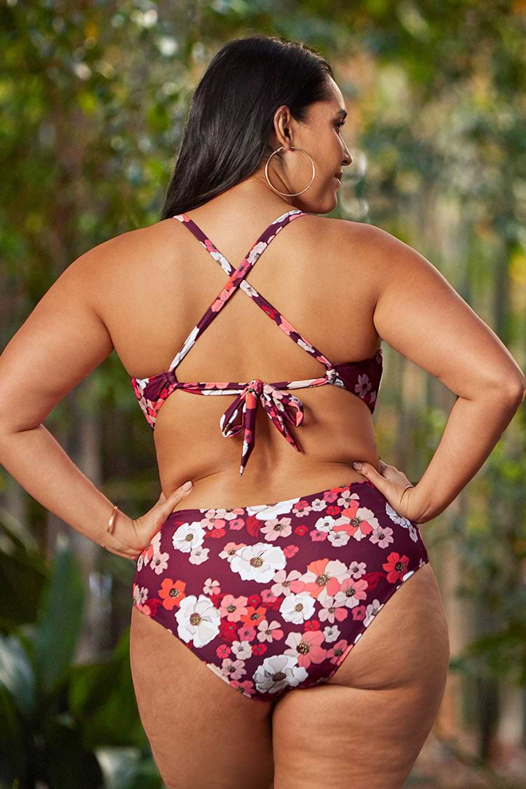 Olivia Floral Cutout Plus Size One Piece Swimsuit