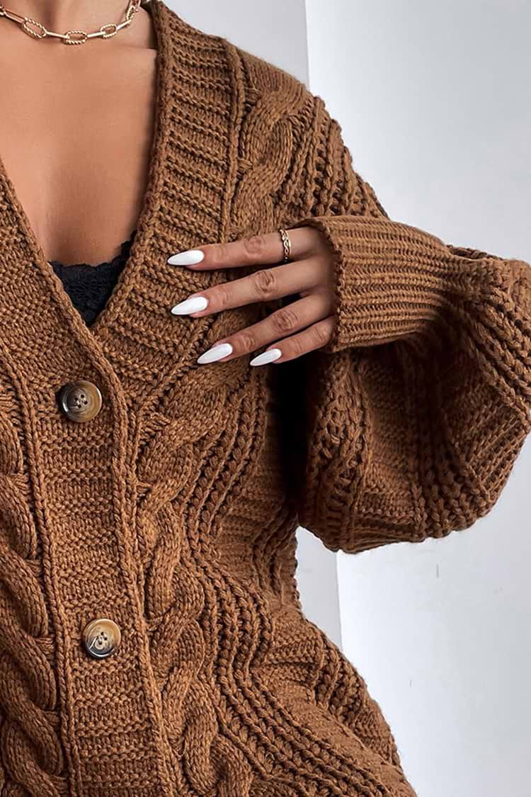 Desert Sunset Cable Knit Buttoned Cardigan