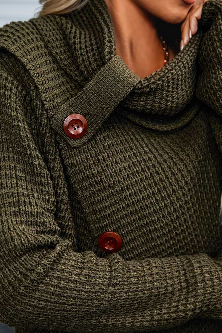 Charmaine Buttoned Turtleneck Wrap Sweater