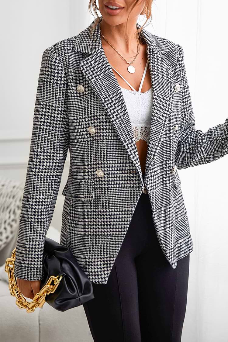 Corinna Glen Plaid Double-Breasted Blazer