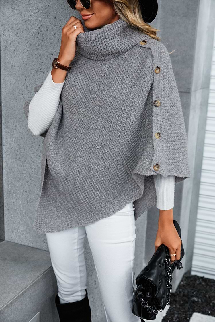 Magic Garden Crochet Turtleneck Poncho