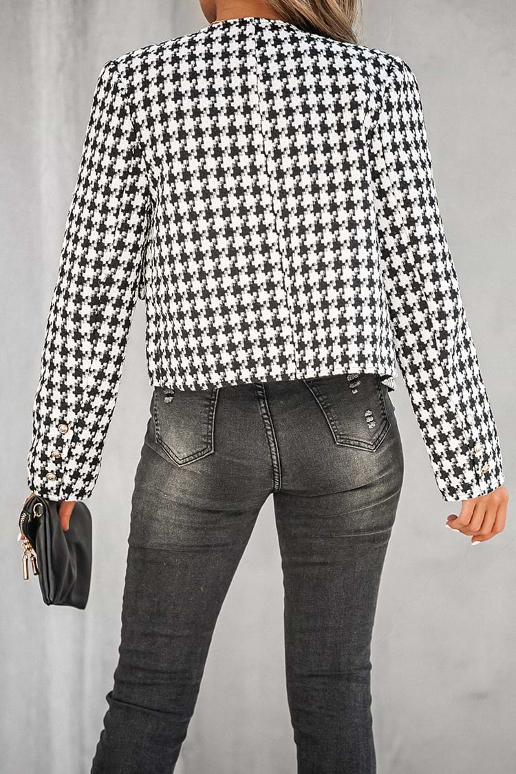 Full Of Love Houndstooth Cropped Jacket