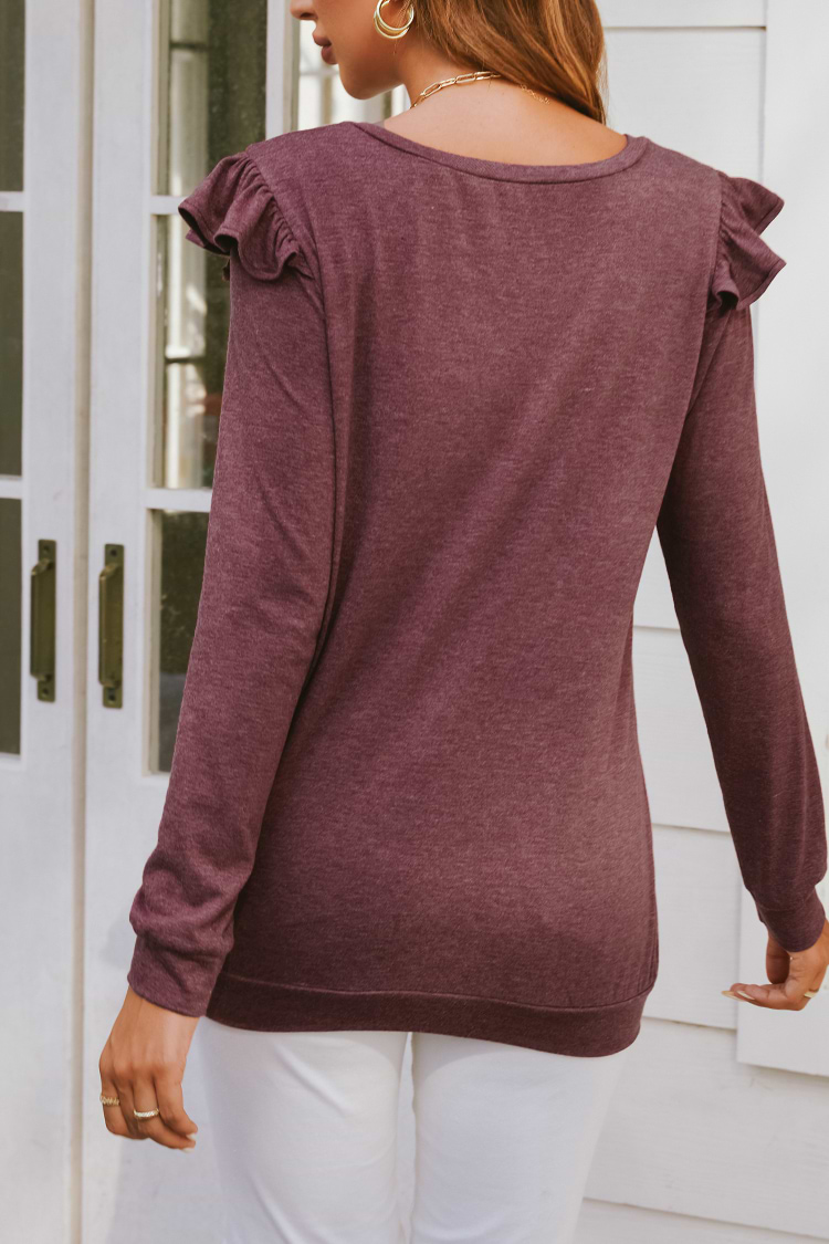 Camiseta de Cuello en V con Volantes