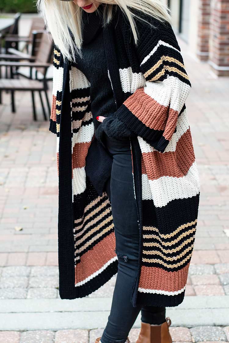 Cárdigan de Tirantes con Estampado de Rayas