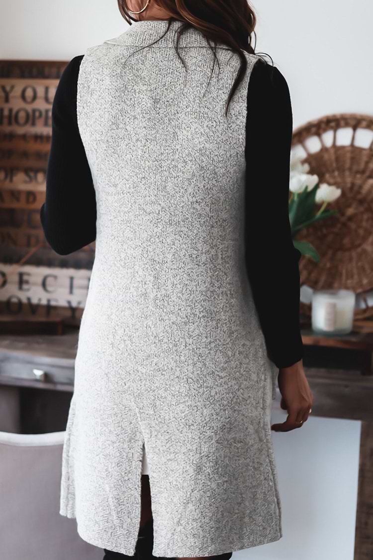 Vorne offen Melierte Strickweste in grau