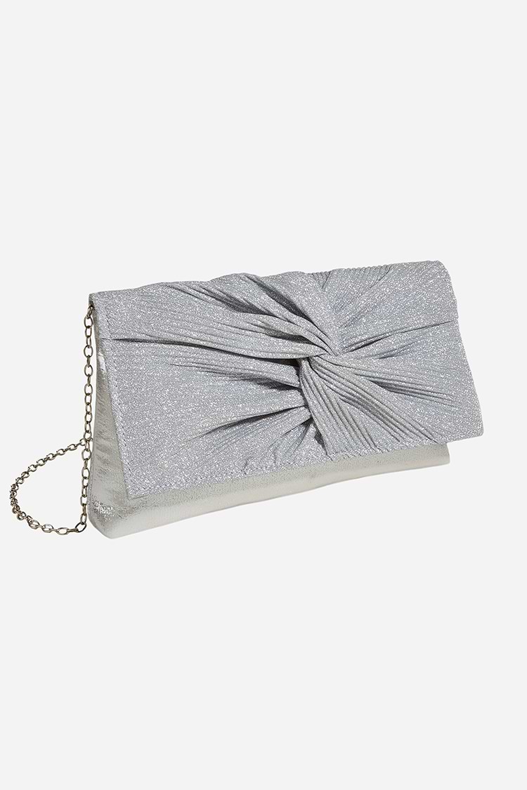 Glittered Twist-Front Crossbody Bag