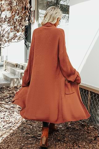 Gilet cardigan long en tricot épais à col châle-Cupshe France