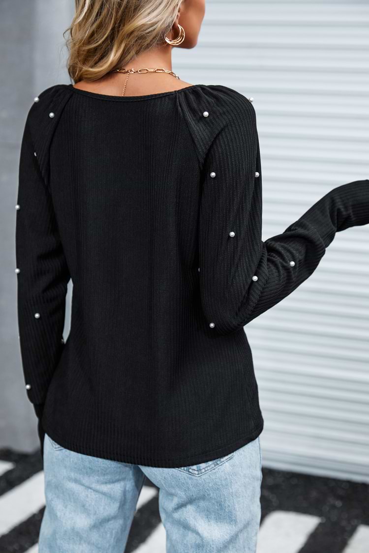Kara Faux Pearl Long Sleeve Tee