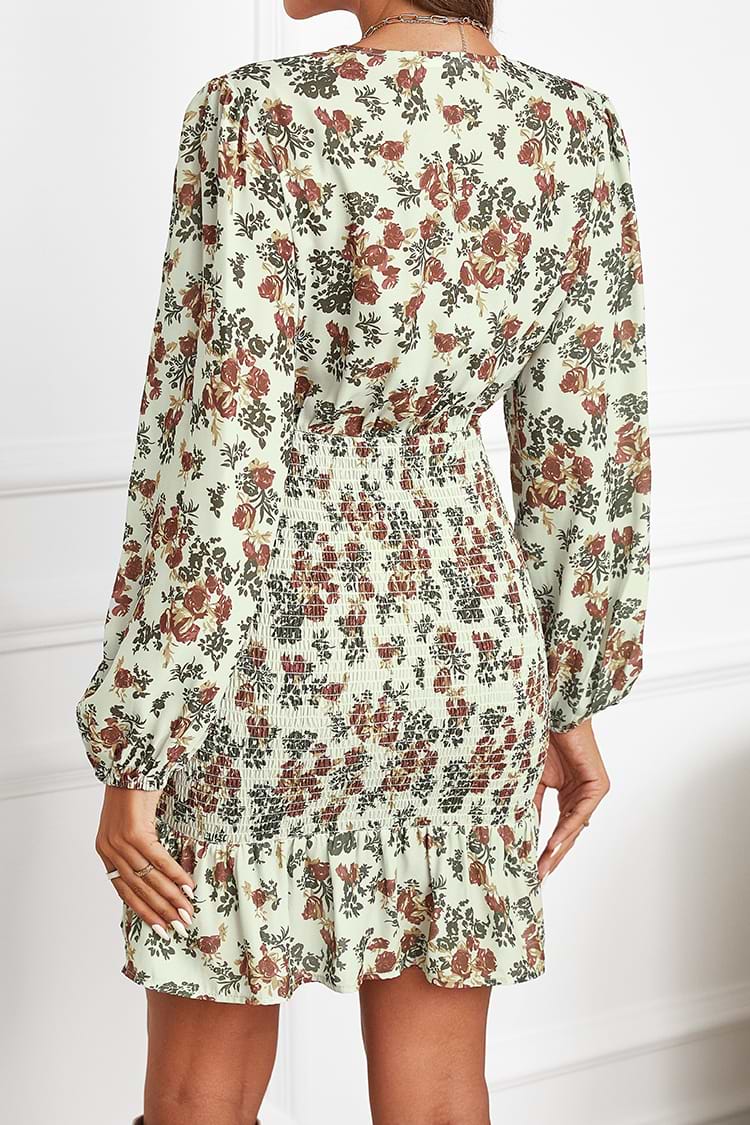 Cora Floral Print Smocked Mini Dress