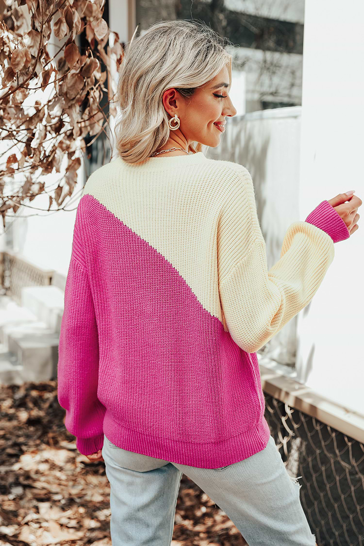 Zweifarbiger Pullover mit Dolman-Ärmeln