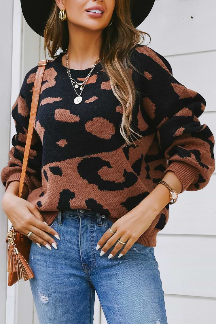 Heartfelt Leopard Print Colorblock Sweater