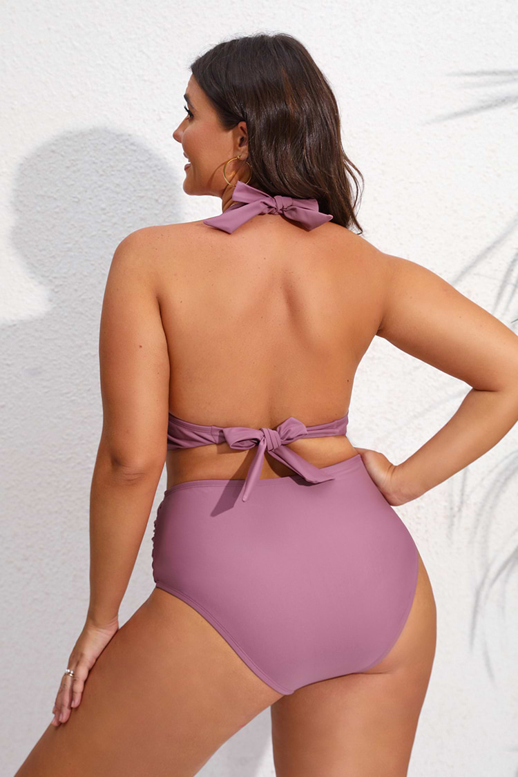 Tempest Wrap Halter Top & High Waist Plus Size Bikini Set