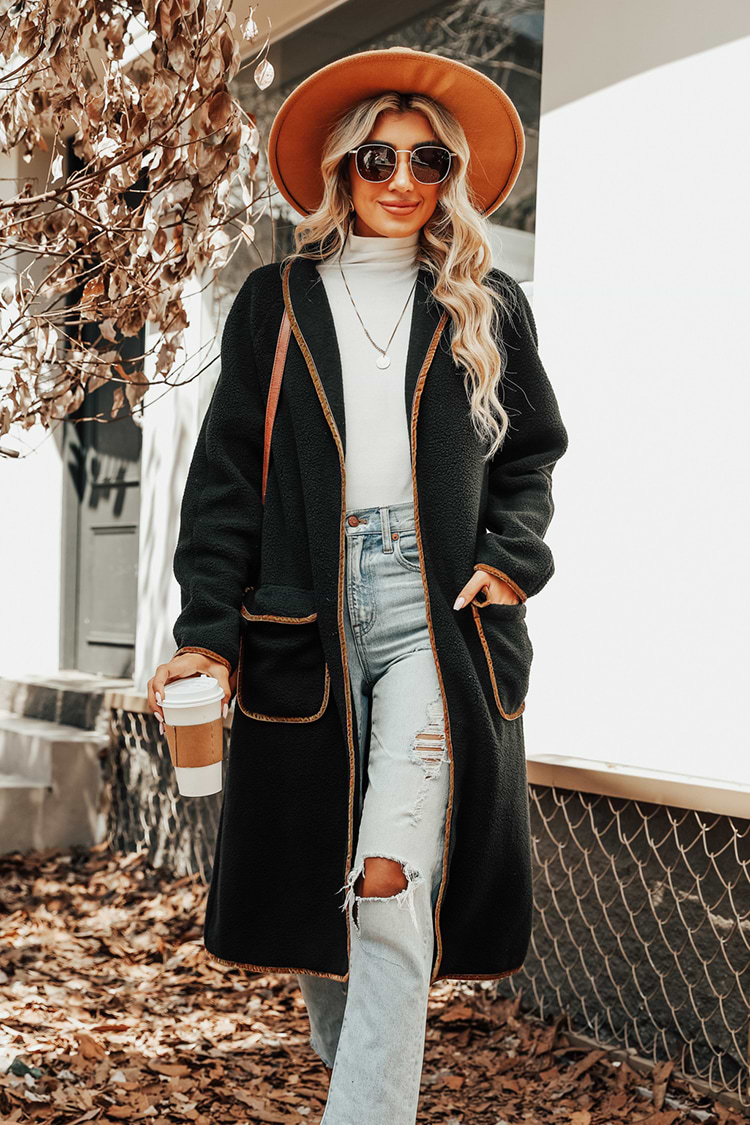 Kira Faux Shearling Contrast Trim Coat