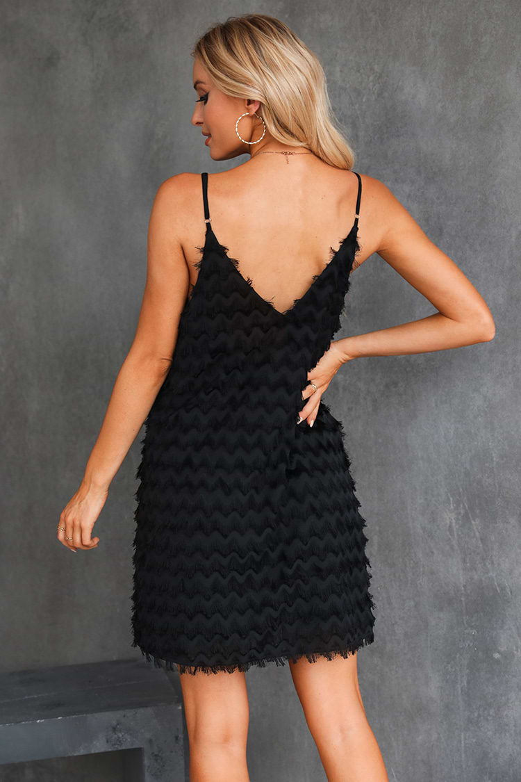 Felicity Fringe V-Neck Slip Dress