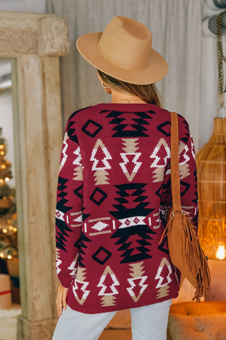 Edie Geo Print Open-Front Cardigan