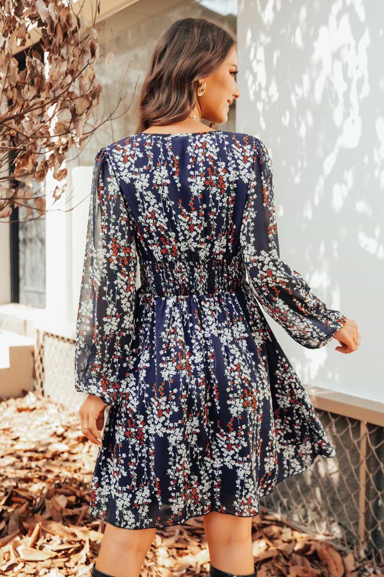 Cicely Ditsy Floral V-Neck Mini Dress