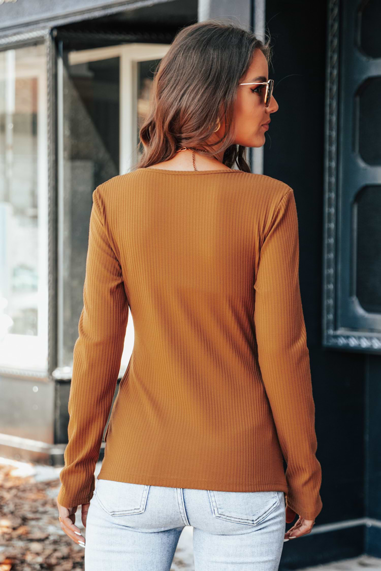 Donella Ribbed Surplice Wrap Top