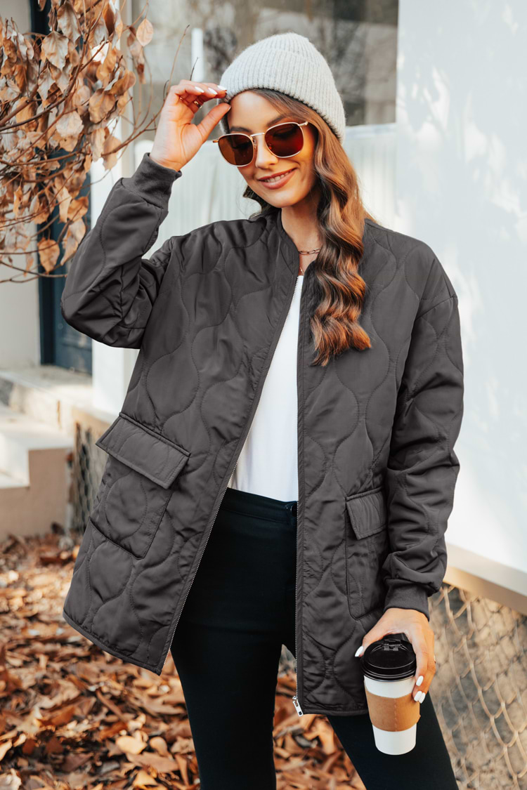 Gesteppte Daunenjacke mit Reißverschluss