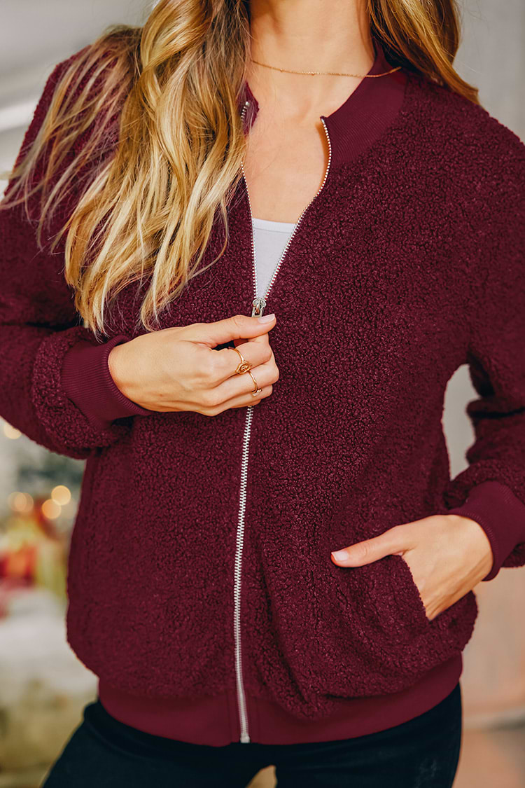 Louise Fuzzy Knit Zip-Up Jacket