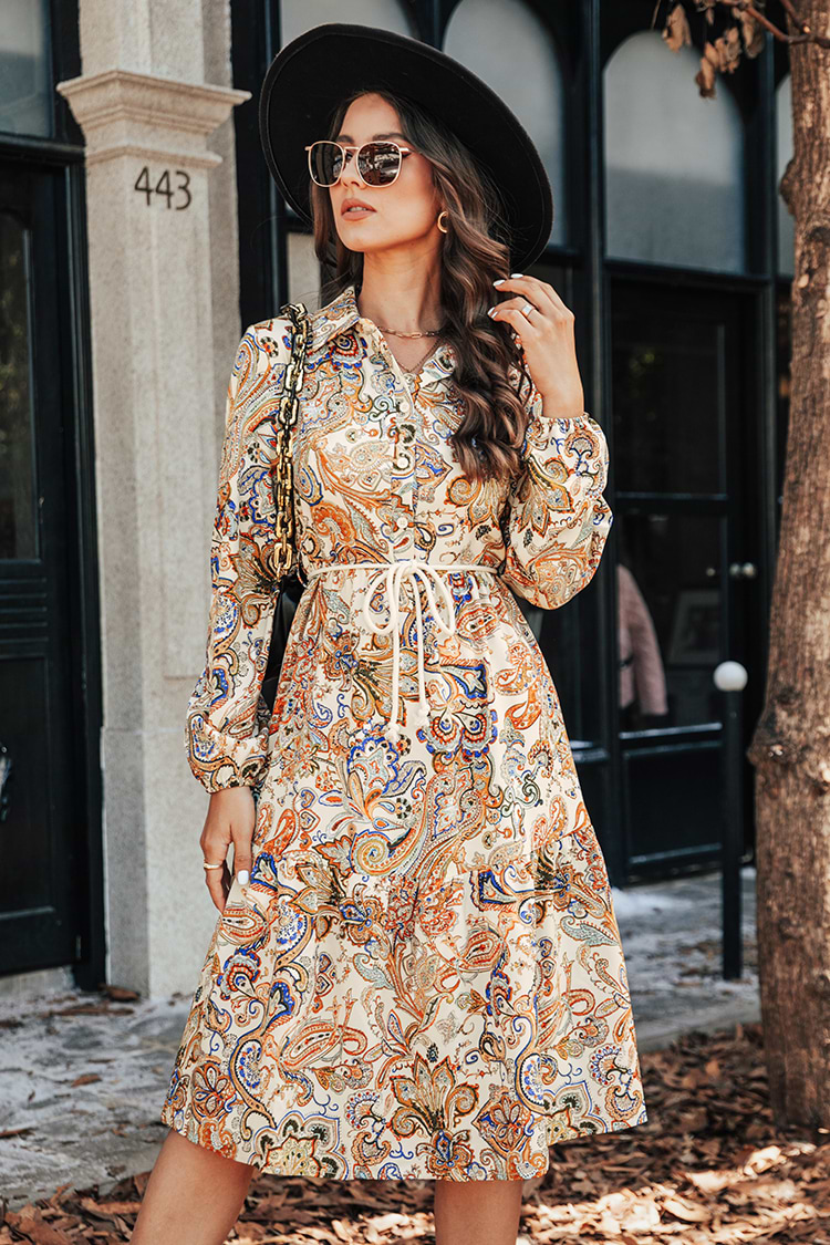 Cosima Paisley Drawstring Midi Dress