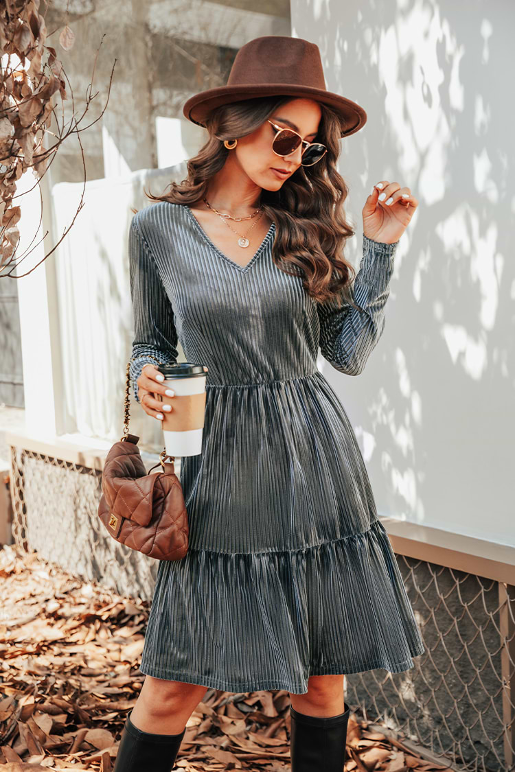 Edna Velvet Tiered Flounce Dress