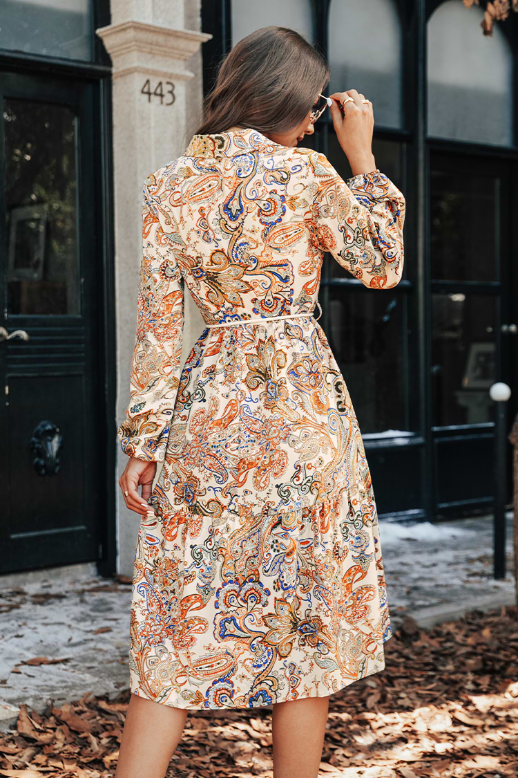 Cosima Paisley Drawstring Midi Dress