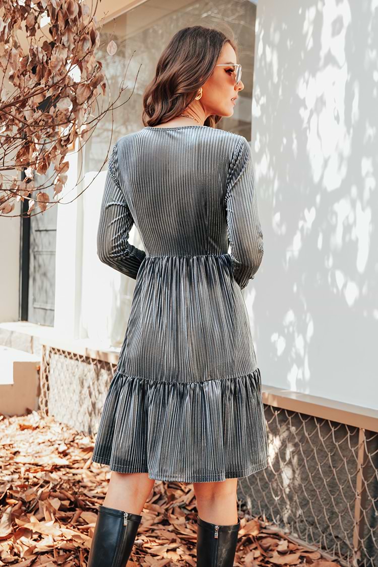 Edna Velvet Tiered Flounce Dress