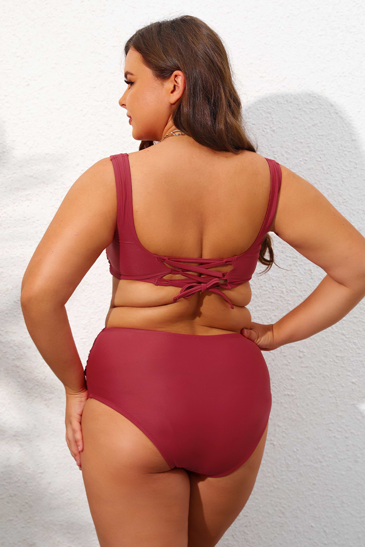 Wickel-Bralette mit Rückbindung & High Waist Bikini-Set in großen Größen