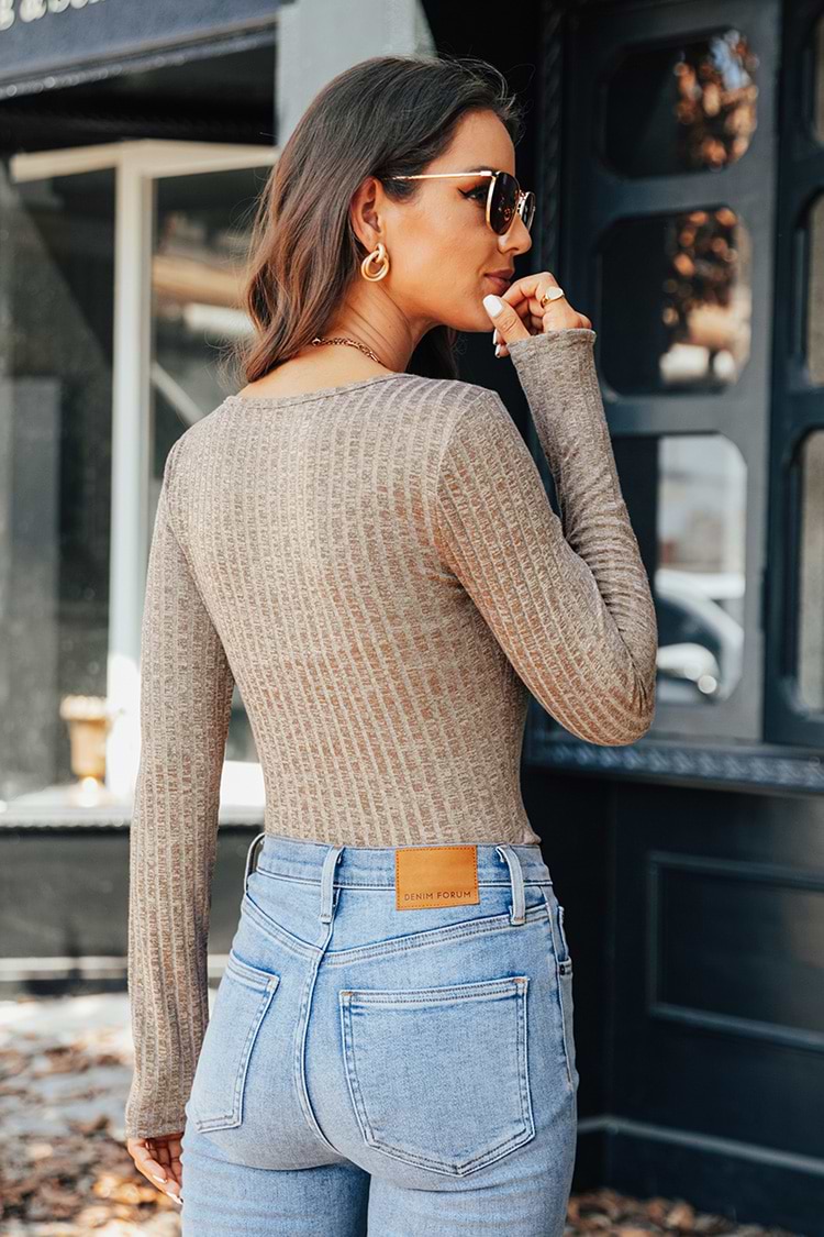 Enrica Ribbed Henley Bodysuit