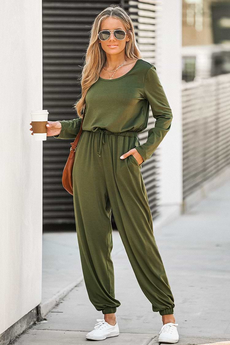 Jogger-Strick-Jumpsuit mit Kordelzug