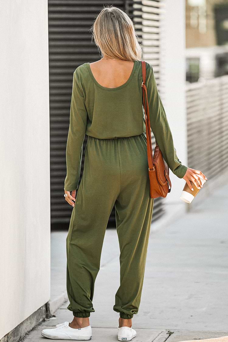 Jogger-Strick-Jumpsuit mit Kordelzug