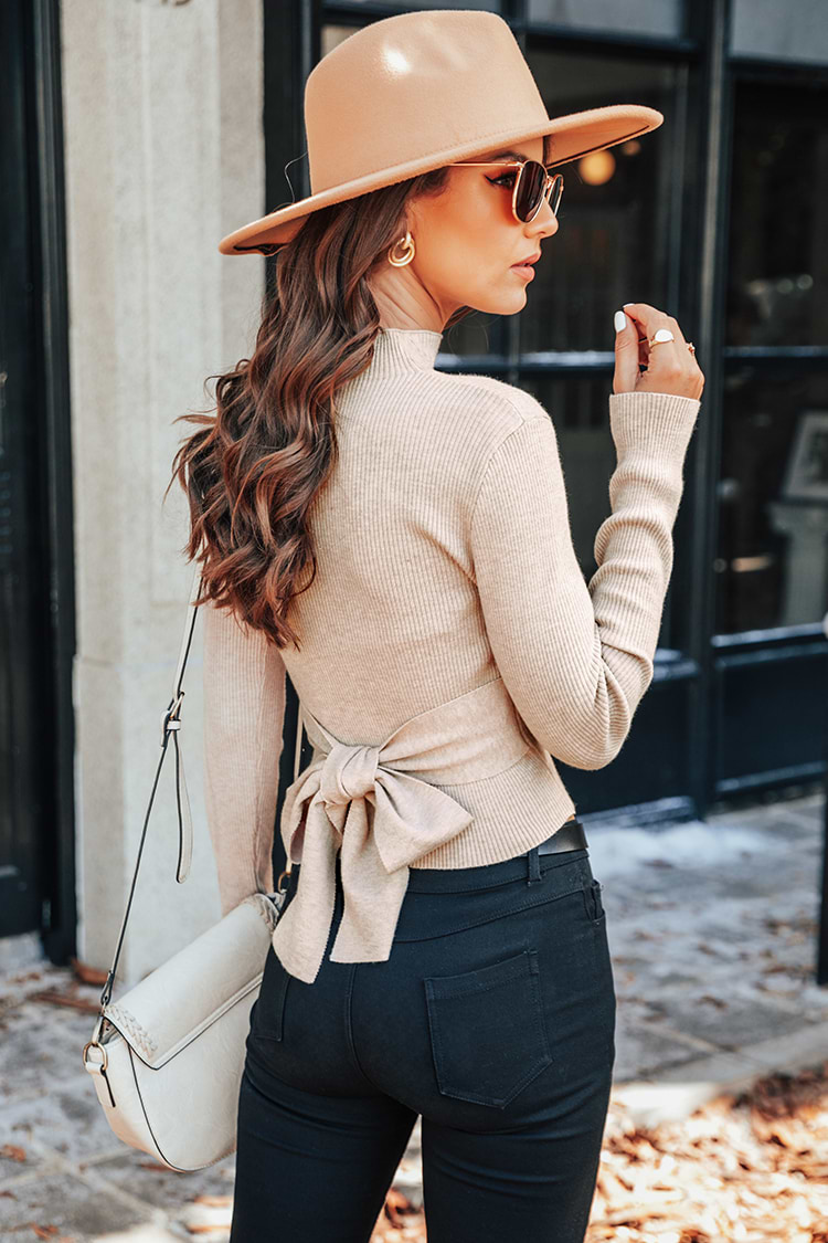 Erna Ribbed Tie Back Sweater