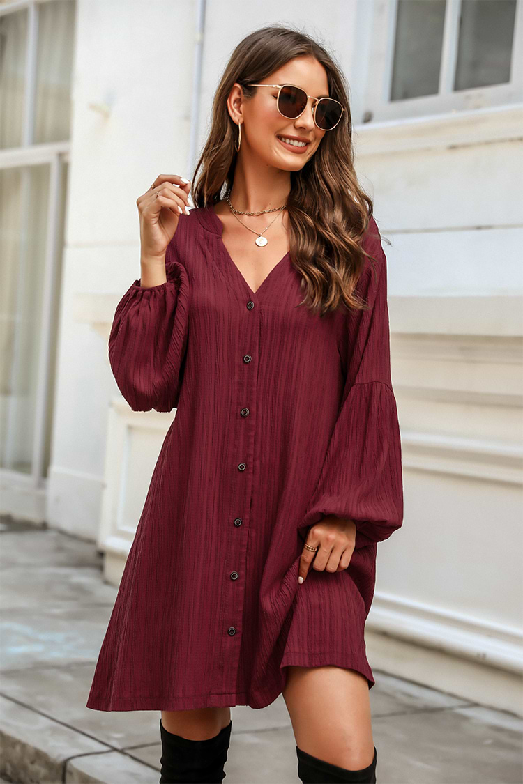 Mini Crinkle-Webkleid mit Knopfleiste