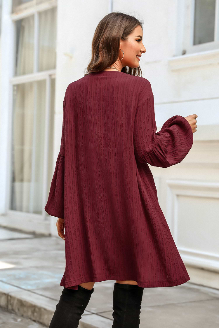 Mini Crinkle-Webkleid mit Knopfleiste