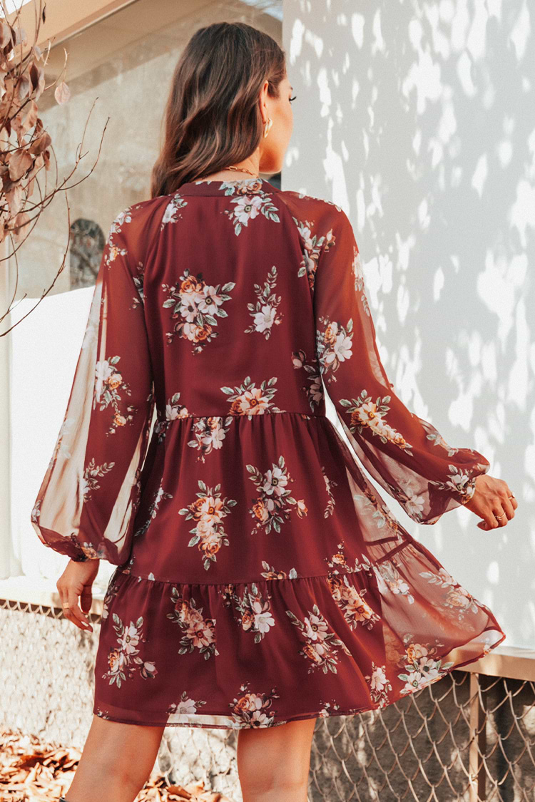 Robe mini en chiffon à imprimé floral
