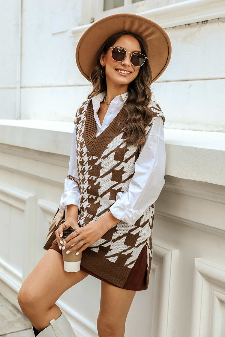 Gladys Houndstooth Sweater Vest