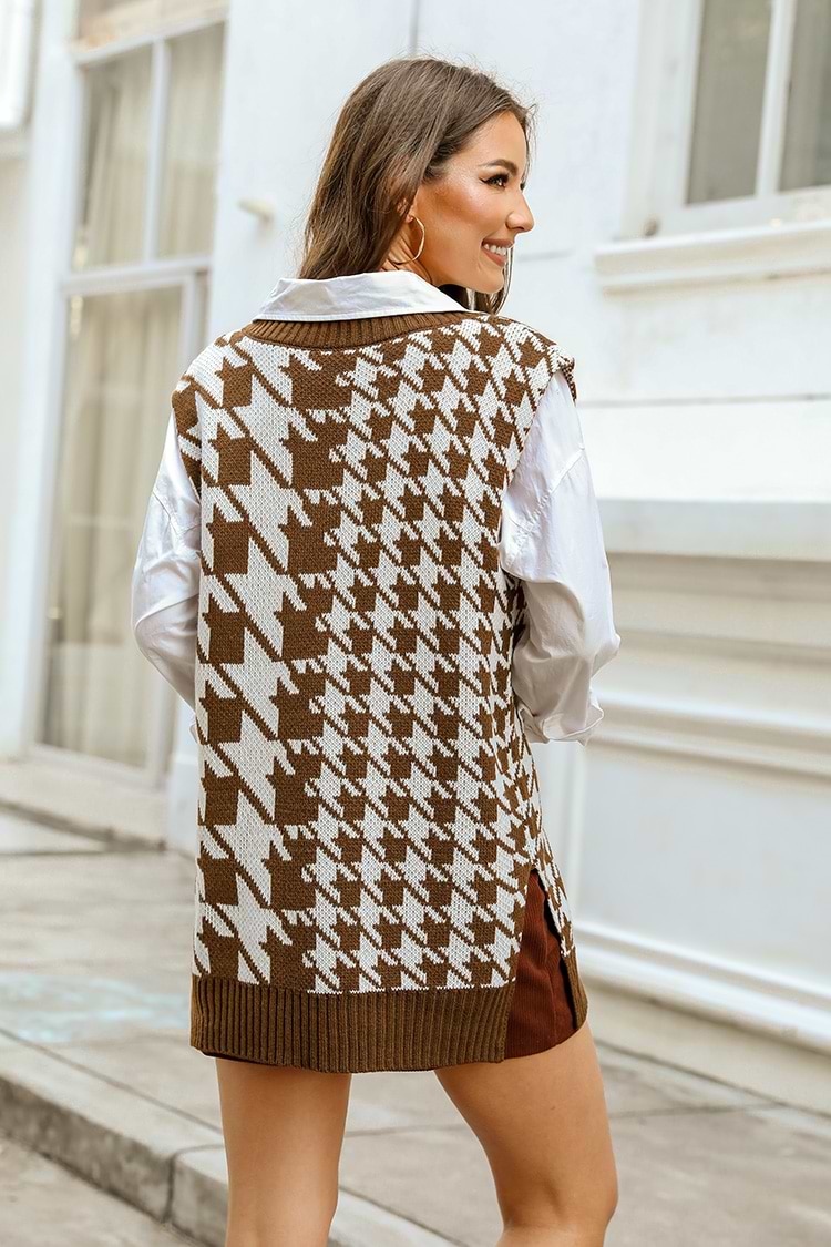 Gladys Houndstooth Sweater Vest