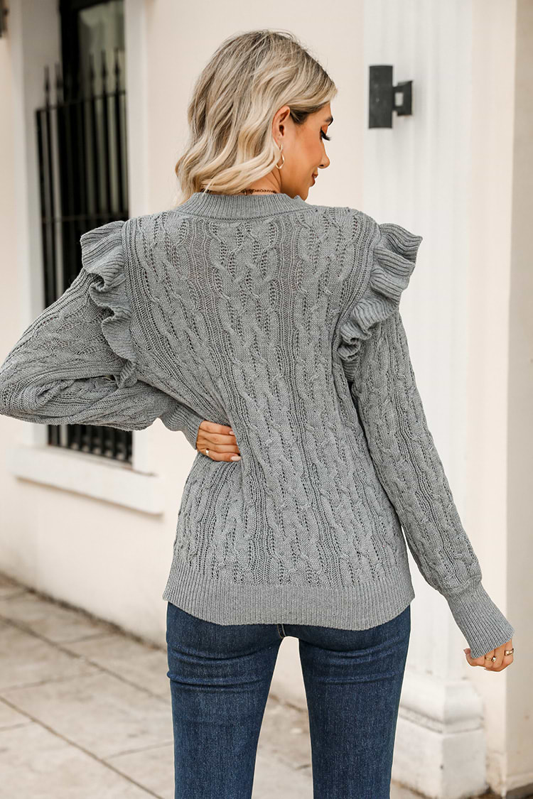 Gabriella Crochet Knit Ruffled Sweater