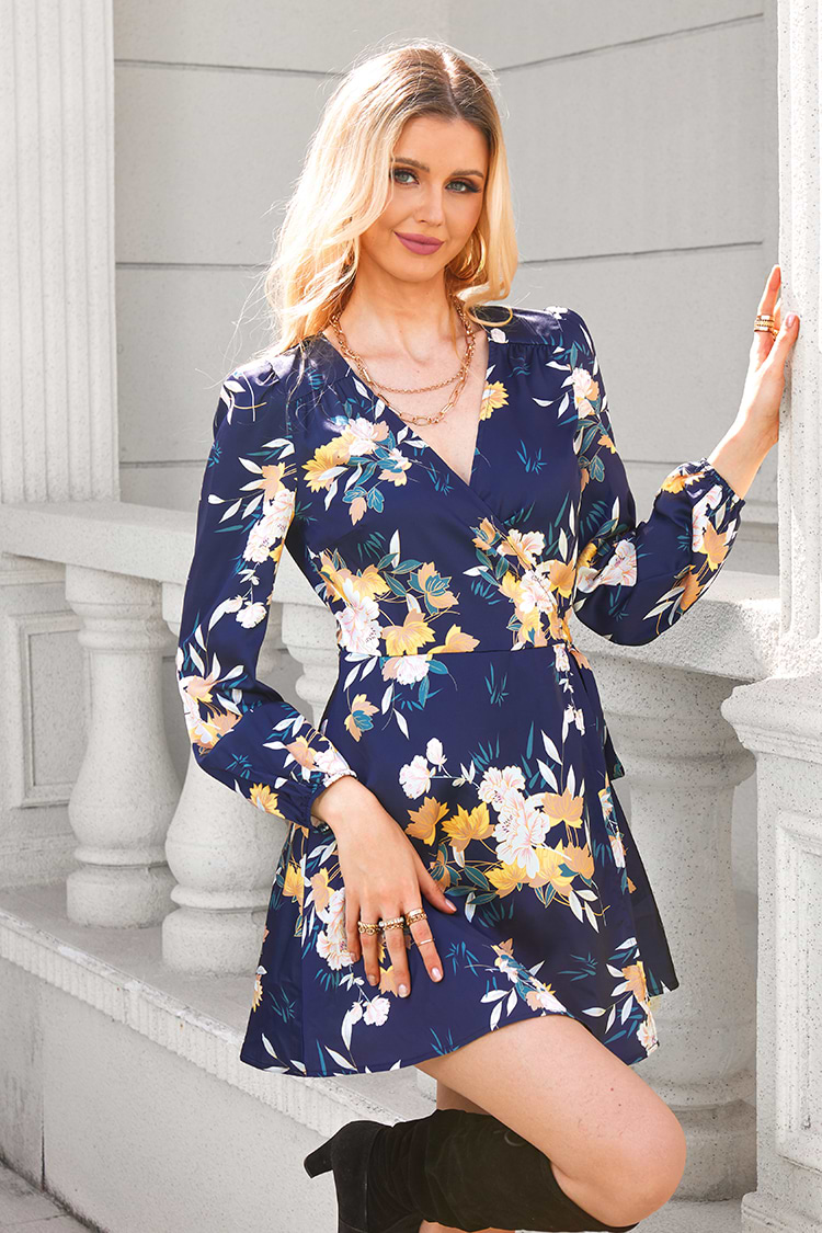 Leda Belted Floral Print A-Line Dress